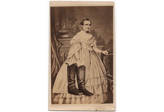 Unidentified Photographer, Jeff Davis in disguise, as he appeared at the time of his capture, 1865 © International Center of Photography, Gift of Charles Schwartz, 2012