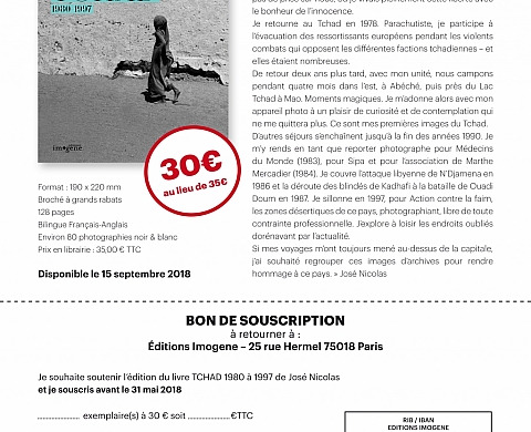 Tchad 1980 - 1997 aux éditions Imogene, sortie le 15 septembre 2018 Tchad 1980 - 1997 aux éditions Imogene, sortie le 15 septembre 2018