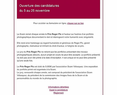 Prix Roger Pic 2019 : ouverture des candidatures du 5 au 25 novembre