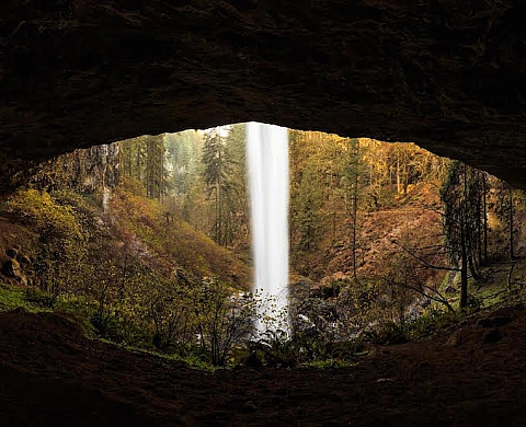 Une cascade nous lorgne dans l'Oregon