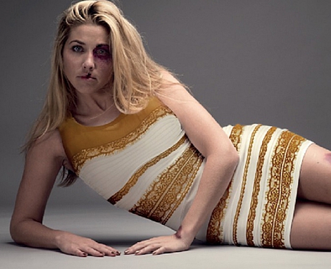 Et la robe d'une femme battue, vous la voyez de quelle couleur ?