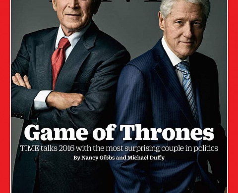 Bush et Clinton posent côte à côte pour Time