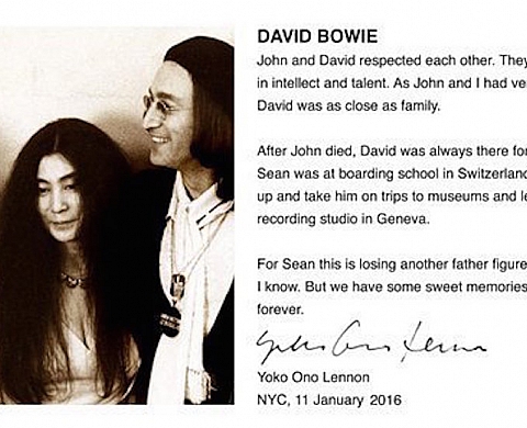 En un clic Yoko Ono se retrouve à coté de David Bowie