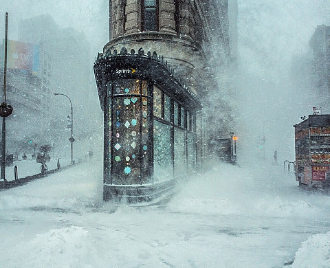 Michele Palazzo et sa photo-tableau de Snowzilla